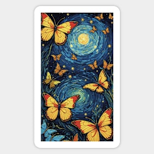 Starry Night Wings: Van Gogh's Butterfly Symphony Sticker